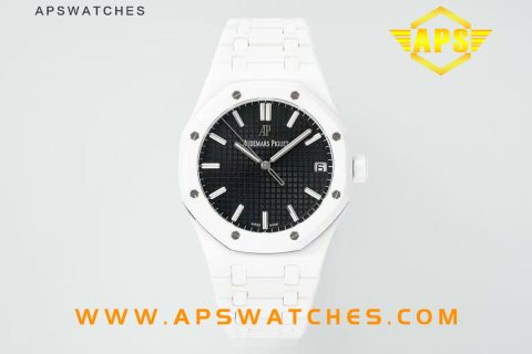 APS厂爱彼皇家橡树系列15500白陶款黑盘复刻腕表